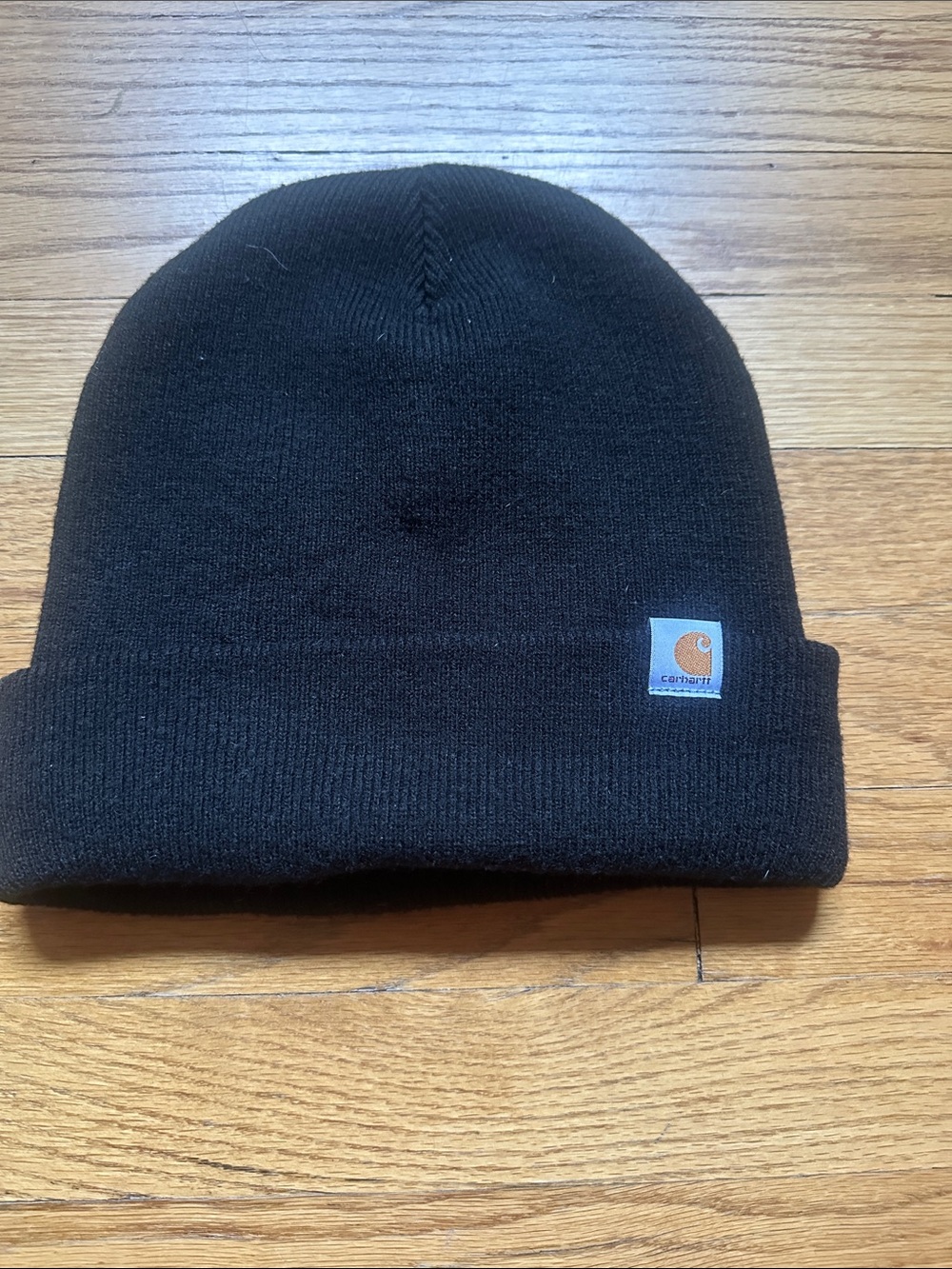 Carhartt Lined Black Cuffed Beanie with Logo Patch